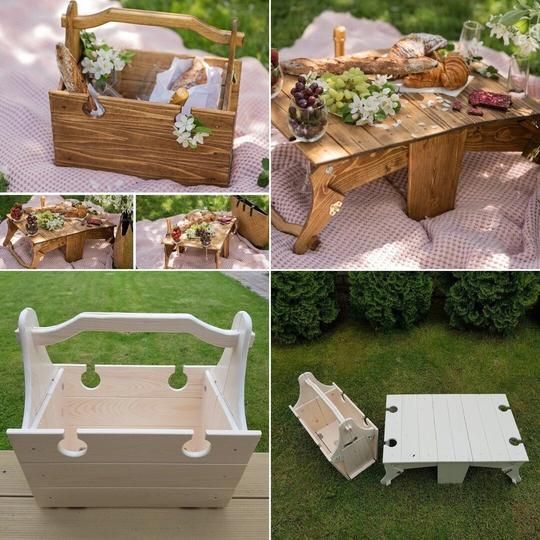 Mesa de picnic plegable collage