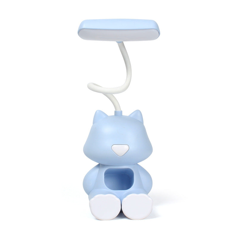Lámpara LED de mesa: felino luminoso azul
